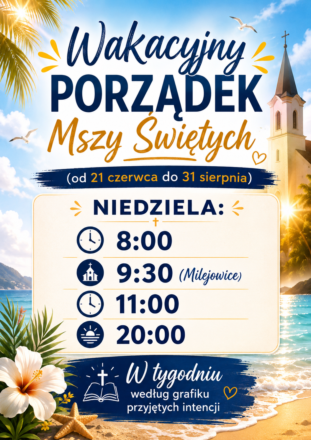 Wakacyjny porządek Mszy Świętych